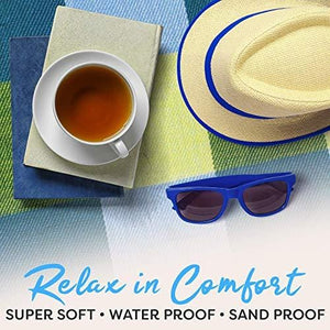 Extra Large Picnic & Outdoor Blanket Dual Layers for Outdoor Water-Resistant Handy Mat Tote Spring Summer Blue and White Striped Great for The Beach,Camping on Grass Waterproof Sandproof (58 x 58)